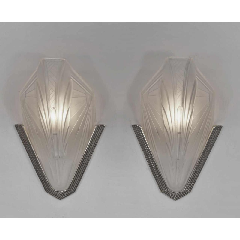 Jean Gauthier (EJG) : a pair of French art deco wall sconces, 1930 France