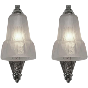 Muller frères : a pair of French art deco wall sconces, 1930 France