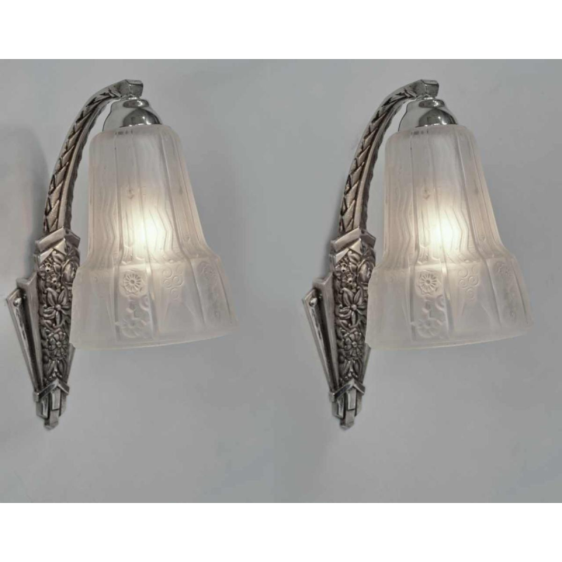 Muller frères : paire d'appliques art deco, 1930 France