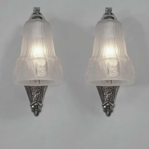 Muller frères : a pair of French art deco wall sconces, 1930 France