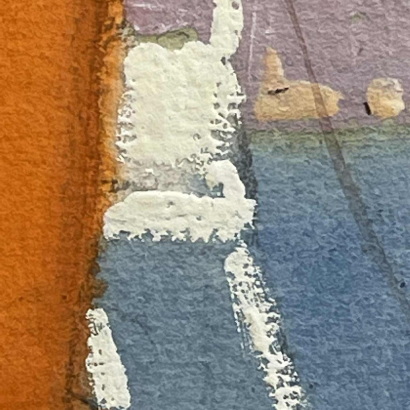 JULES VAN DE LEENE, Maritiem Schilderij "Haven oceaanstomer" Gouache karton 1920