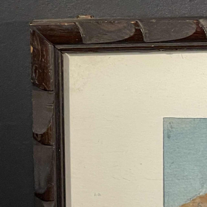 JULES VAN DE LEENE, Painting Marine " Liner at Dock " Gouache on board 1920s