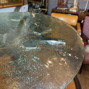 Pair of round coffee tables, Brutalist art glass, ca 1970/80