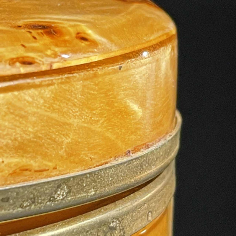 Smoking set, Italian design, burr walnut set in resin, 1970s