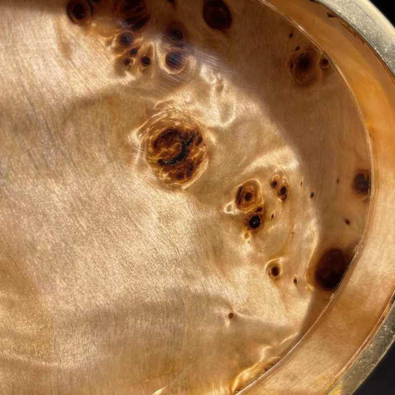 Smoking set, Italian design, burr walnut set in resin, 1970s