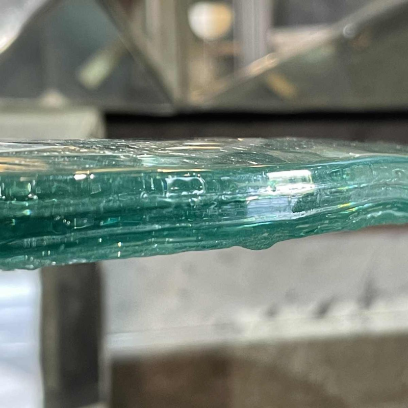 Paire de tables basses rondes, verre artistique brutaliste, ca 1970/80