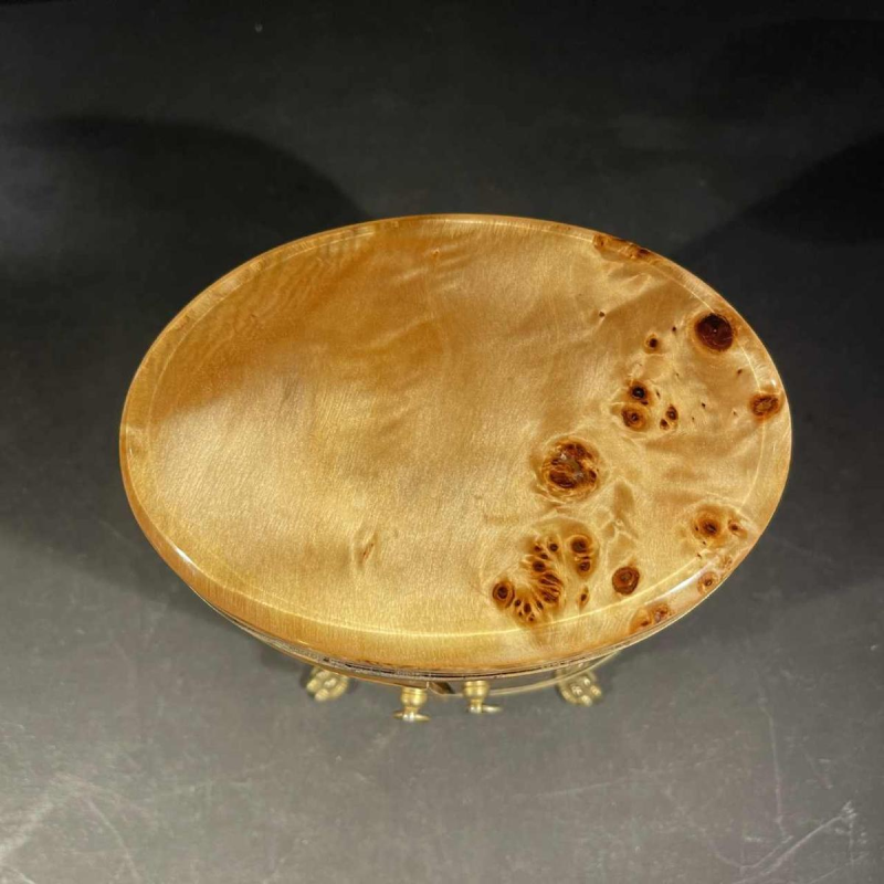 Smoking set, Italian design, burr walnut set in resin, 1970s