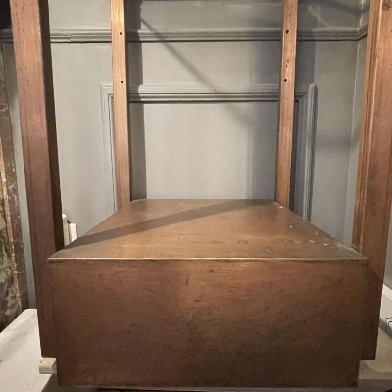 Vintage illuminated column shelf, copper plated steel, Industrial design ca 1970