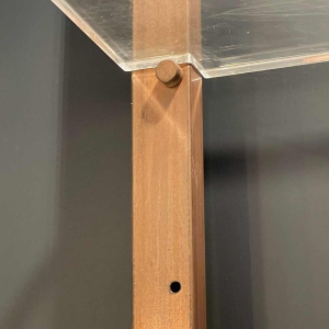 Etage`re colonne e´claire´e vintage, acier cuivré, Design industriel, ca 1970