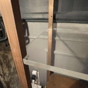 Vintage illuminated column shelf, copper plated steel, Industrial design ca 1970