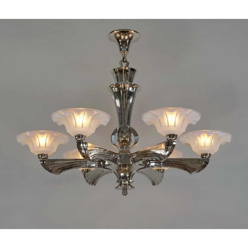 Jean Gauthier (EZAN) : French art deco chandelier, 1930 France