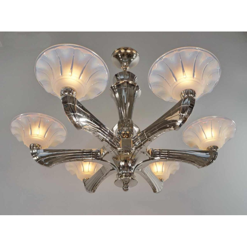 Jean Gauthier (EZAN) : French art deco chandelier, 1930 France