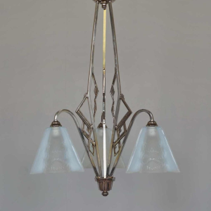 Jean Gauthier (EZAN) : lustre art déco opalescente, 1930 France