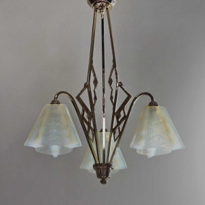 Jean Gauthier (EZAN) : lustre art déco opalescente, 1930 France