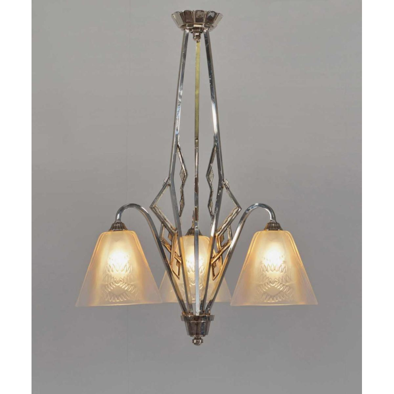 Jean Gauthier (EZAN) : Franse art deco kroonluchter 1930
