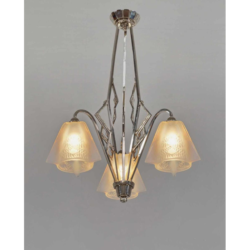 Jean Gauthier (EZAN) : Franse art deco kroonluchter 1930
