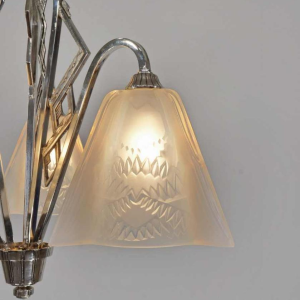 Jean Gauthier (EZAN) : lustre art déco opalescente, 1930 France