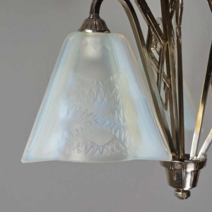 Jean Gauthier (EZAN) : lustre art déco opalescente, 1930 France