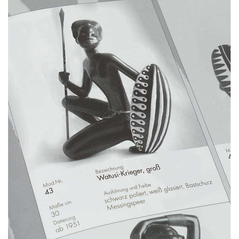 ANZENGRUBER KERAMIK, Sculpture Femme Africaine Watusi nue au bouclier céramique