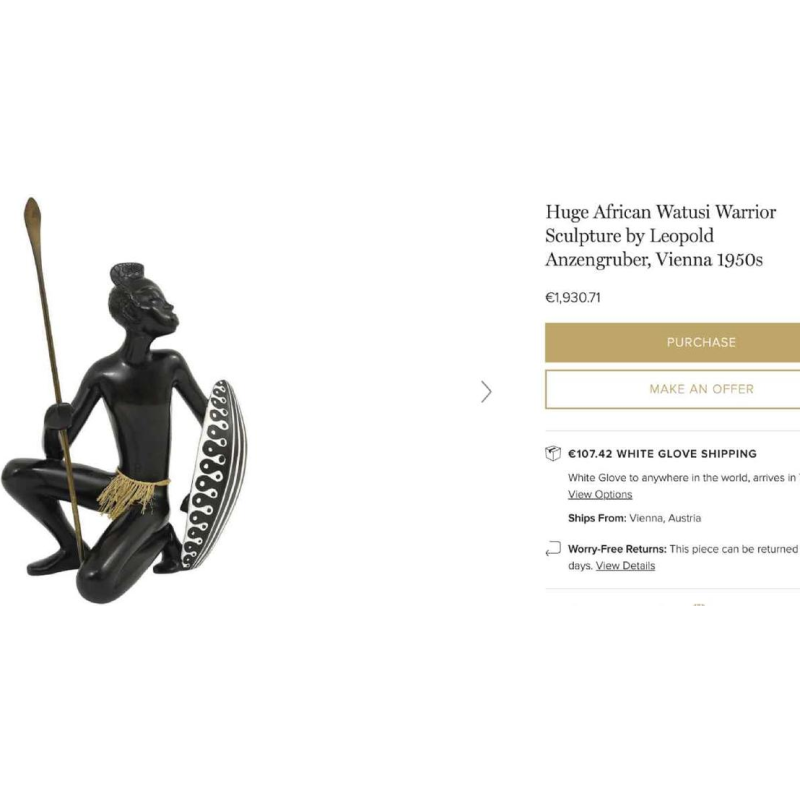 ANZENGRUBER KERAMIK, sculptuur Afrikaanse Naakt Vrouw Watusi Schild keramisch