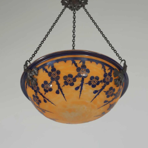 SCHNEIDER: Franse art deco hanglamp, le verre français 1920