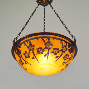 SCHNEIDER : FRENCH 1920 ART DECO PENDANT Le Verre Français cameo chandelier 1925