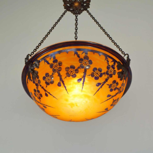 SCHNEIDER: Franse art deco hanglamp, le verre français 1920