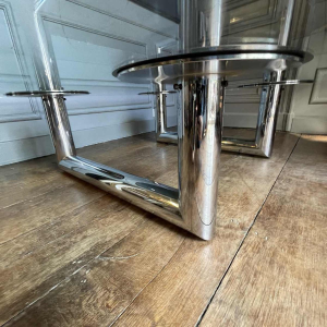 Large square coffee / lounge table, chromed steel, italian design, ca 1970