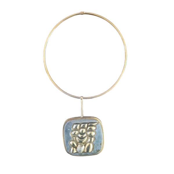 Miguel Berrocal Torso of David stainless steel and gilded bronze necklace, 1980