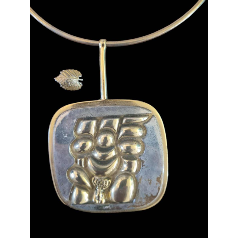 Miguel Berrocal Torso of David stainless steel and gilded bronze necklace, 1980