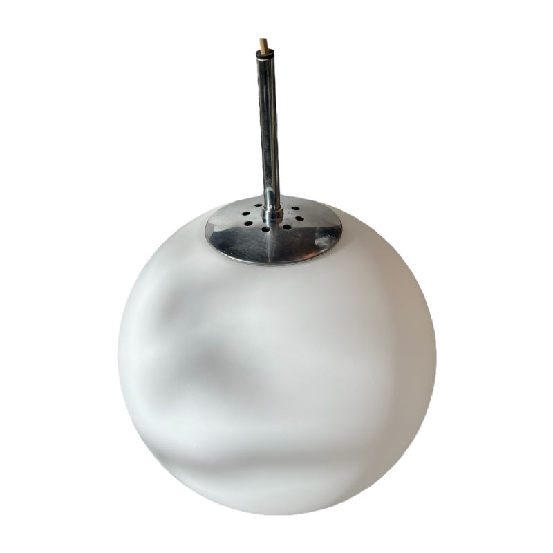 GLASHÜTTE LIMBURG, cascade suspension chandelier, 9 frosted glass balls 1970s