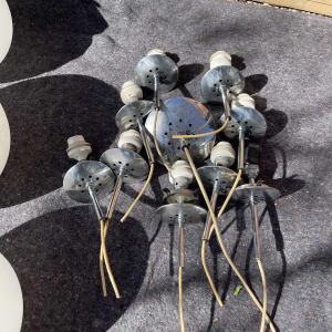 GLASHÜTTE LIMBURG, cascade hang kroonluchter, 9 matglazen bollen, ca 1970s