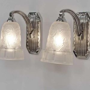 Hettier & Vincent : a pair of French art deco wall sconces, 1930 France