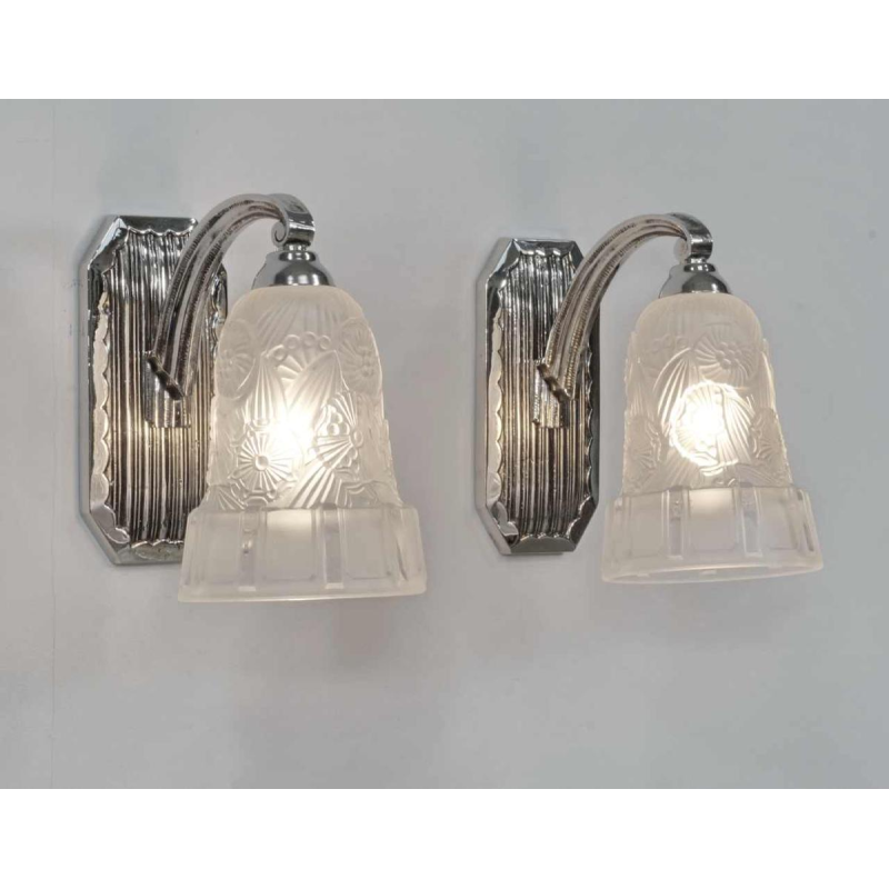 Hettier et Vincent : paire d'appliques art deco, 1930 France