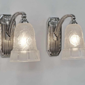 Hettier et Vincent : paire d'appliques art deco, 1930 France
