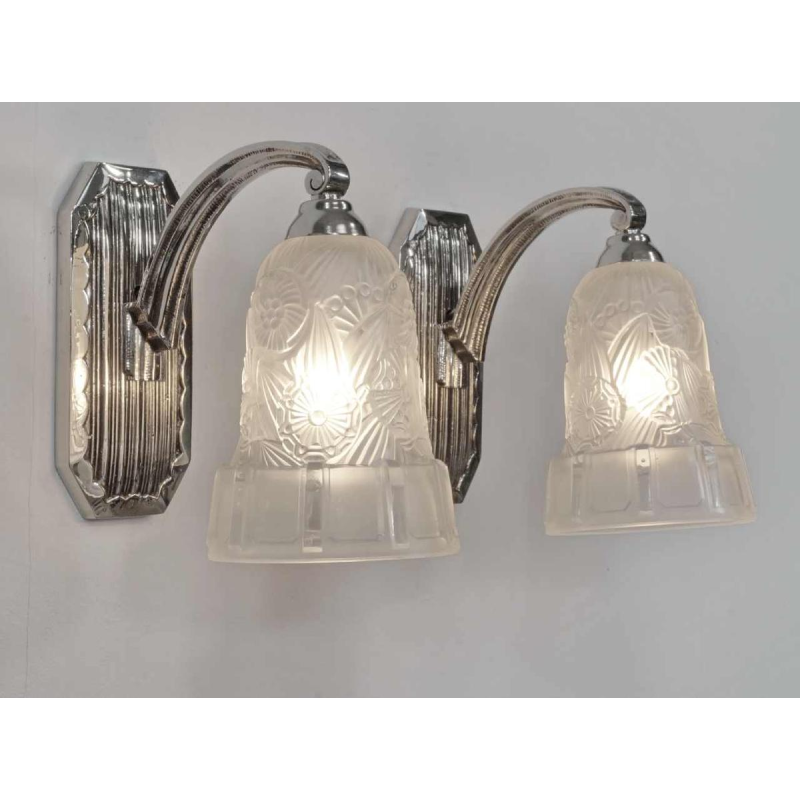 Hettier et Vincent : paire d'appliques art deco, 1930 France