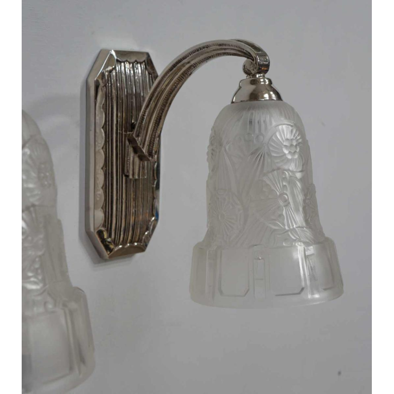 Hettier & Vincent : een paar Franse 1930 art deco wandlampen