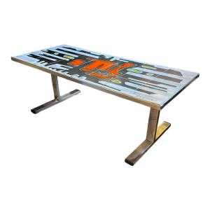 DE NISCO, salontafel keramiek metaal chroom, Abstract Design, ca 1960