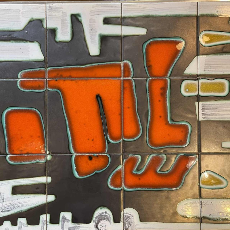 DE NISCO, salontafel keramiek metaal chroom, Abstract Design, ca 1960