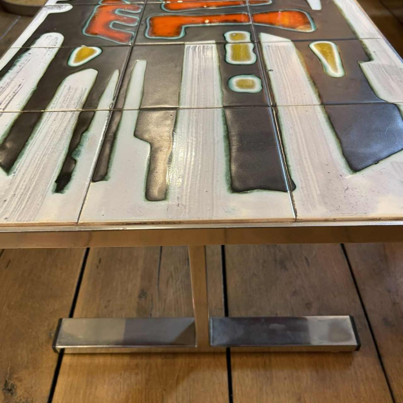 DE NISCO, salontafel keramiek metaal chroom, Abstract Design, ca 1960