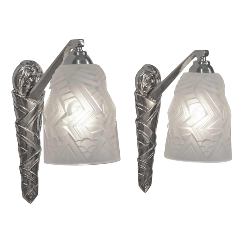 SCHNEIDER : paire d'appliques art deco, 1930 France