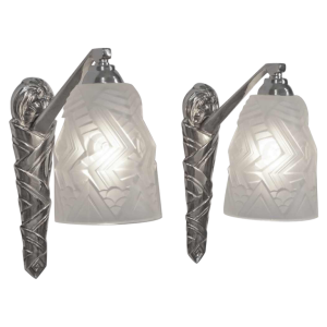 SCHNEIDER : a pair of French art deco wall sconces, 1930 France