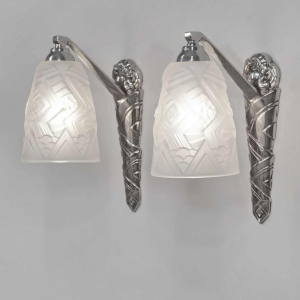 SCHNEIDER : paire d'appliques art deco, 1930 France