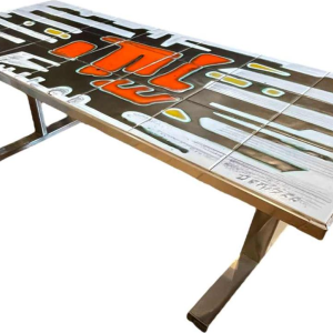 DE NISCO, table basse céramique, métal chromé, Design Abstrait 1960s