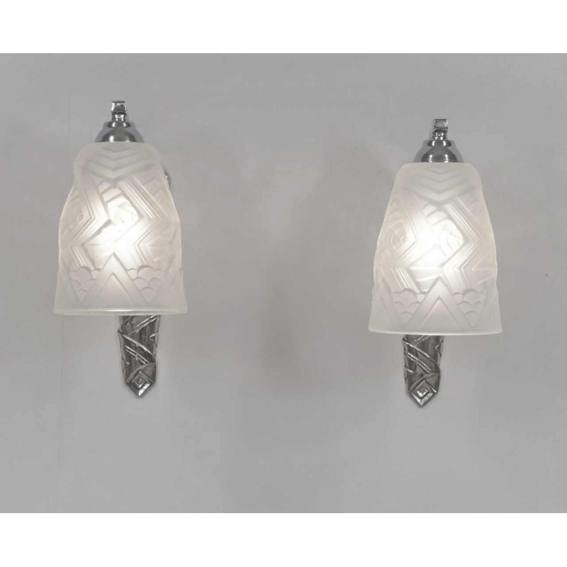 SCHNEIDER : paire d'appliques art deco, 1930 France