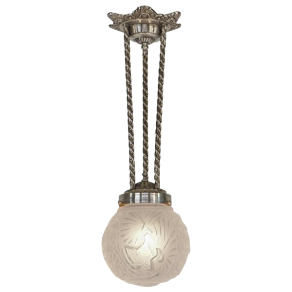 Petitot & Muller : Franse 1930 art deco hanglamp