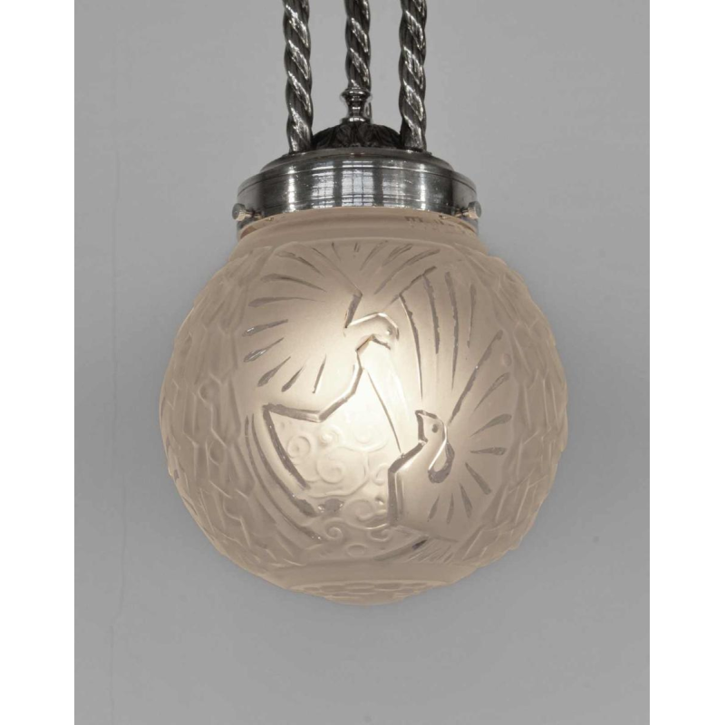Petitot & Muller : Franse 1930 art deco hanglamp