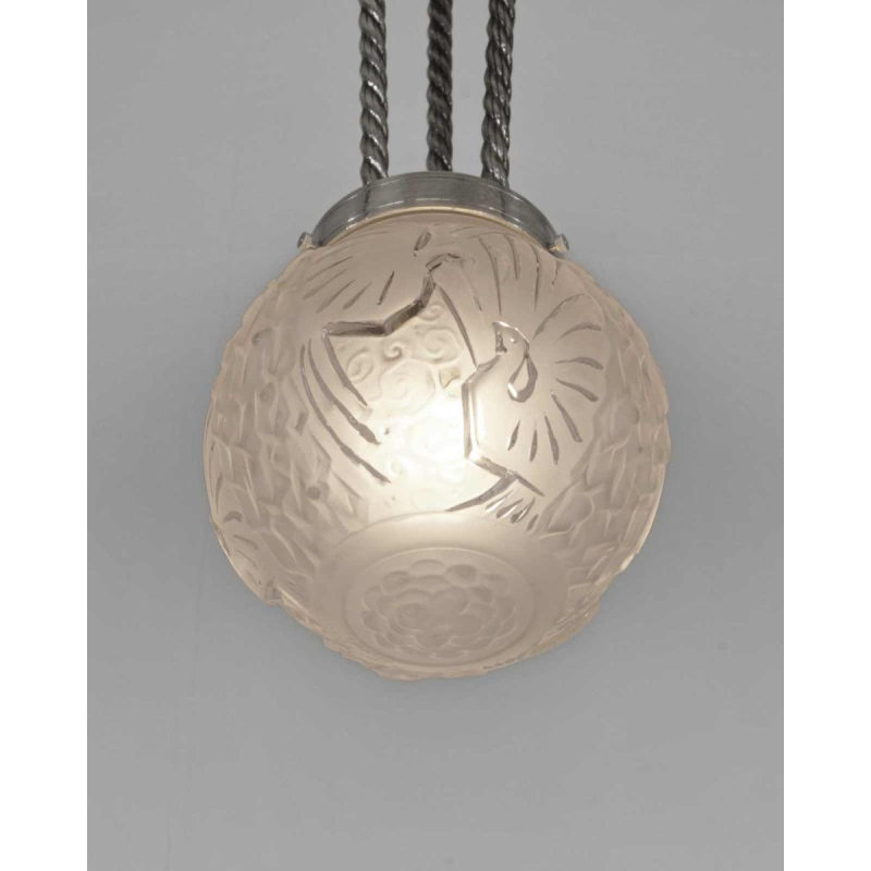 Petitot & Muller: French art deco pendant chandelier ... 1930 France