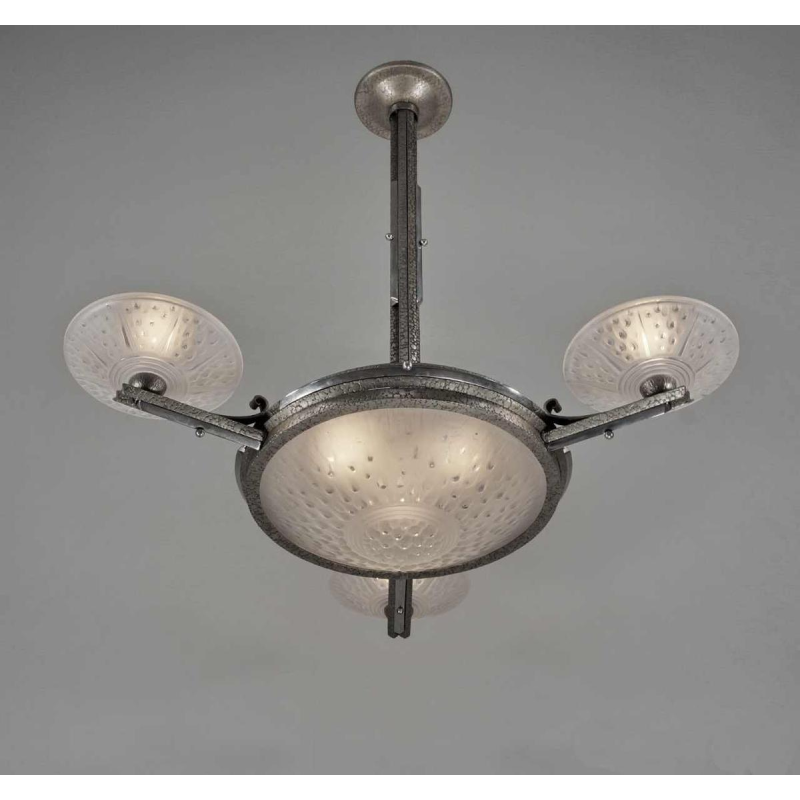 Muller freres : Franse 1930 art deco kroonluchter