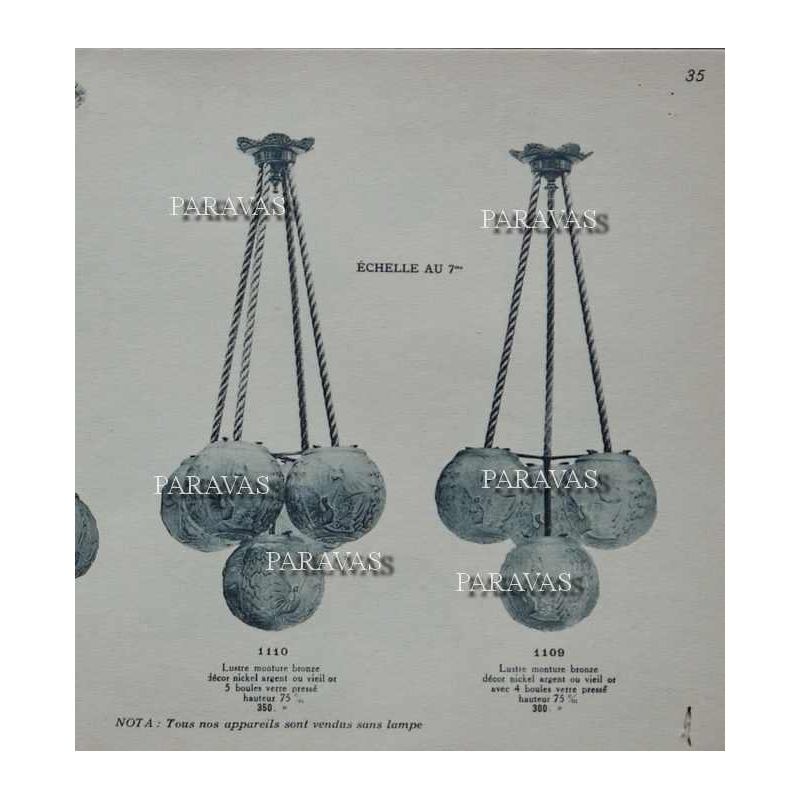 Petitot & Muller : suspension art déco. France 1930